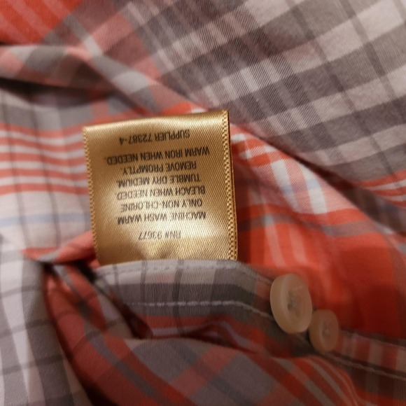 The Foundry Supply Co Shirt Mens 2XLT Orange Plaid Short Sleeve Button Up Casual - Picture 5 of 8